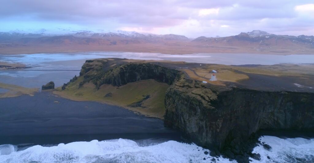Aerial view of Icelandic coastline